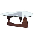 Tempered Glass and Solid Wood Coffee Table - Dark Walnut