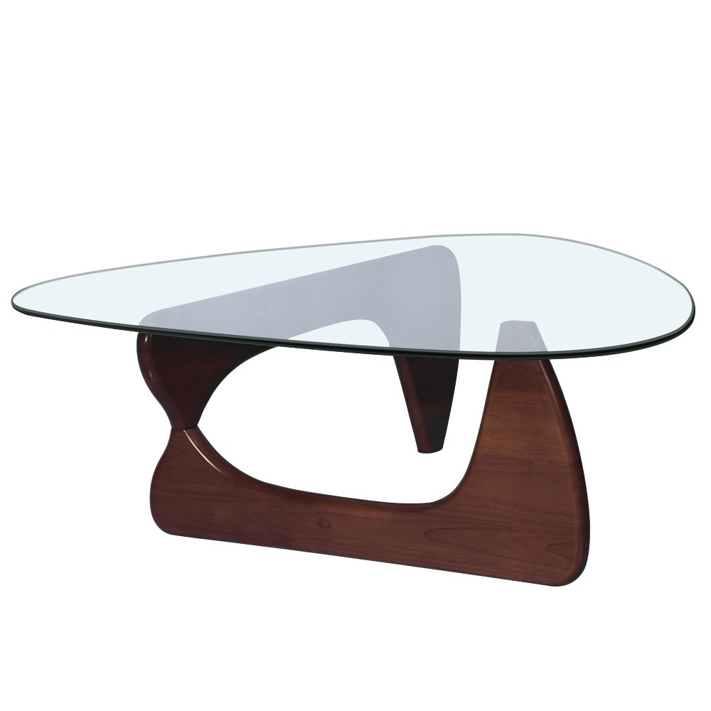 Tempered Glass and Solid Wood Coffee Table - Dark Walnut