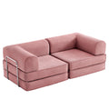 Corduroy Pull-Out Sofa Bed for Apartments - Pink
