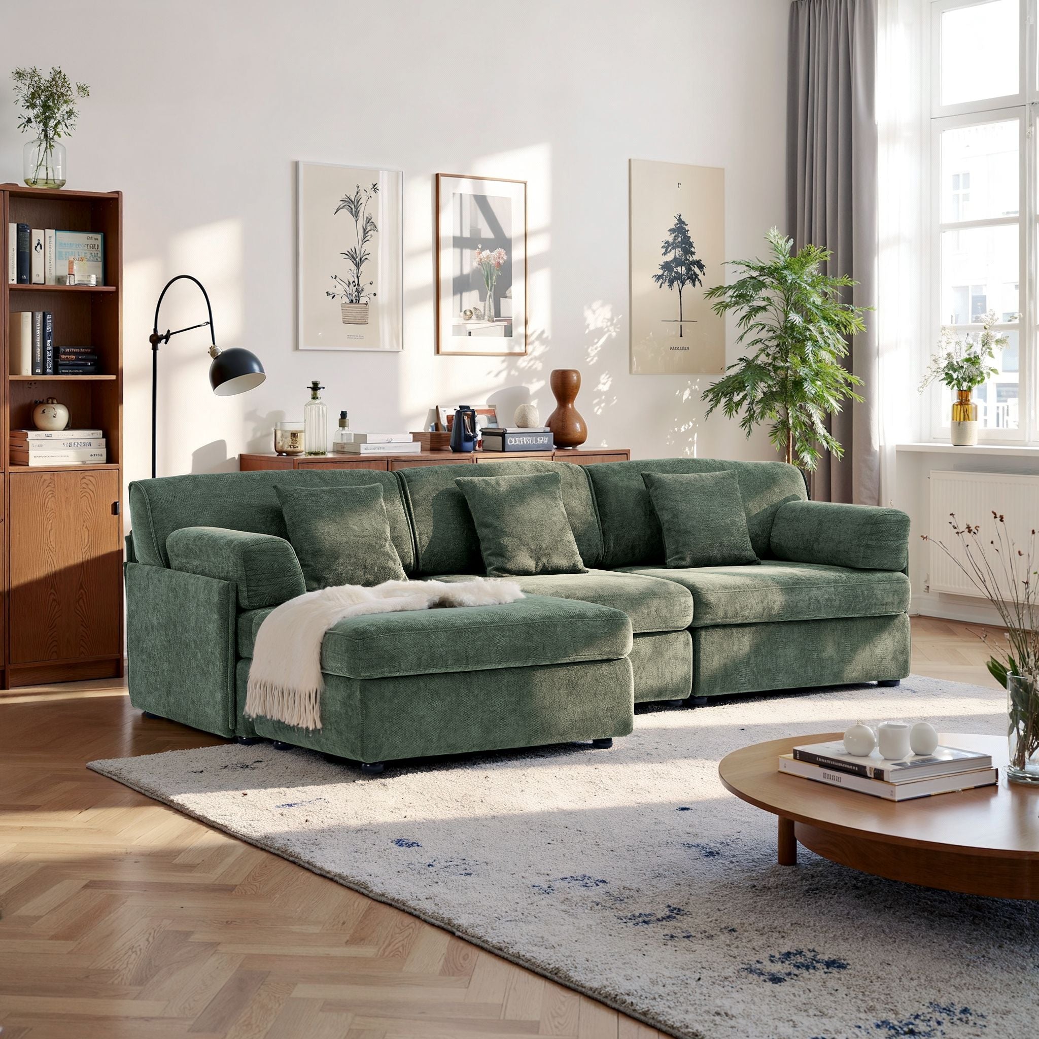 4-Piece Modular Sectional Sofa with Storage Ottoman