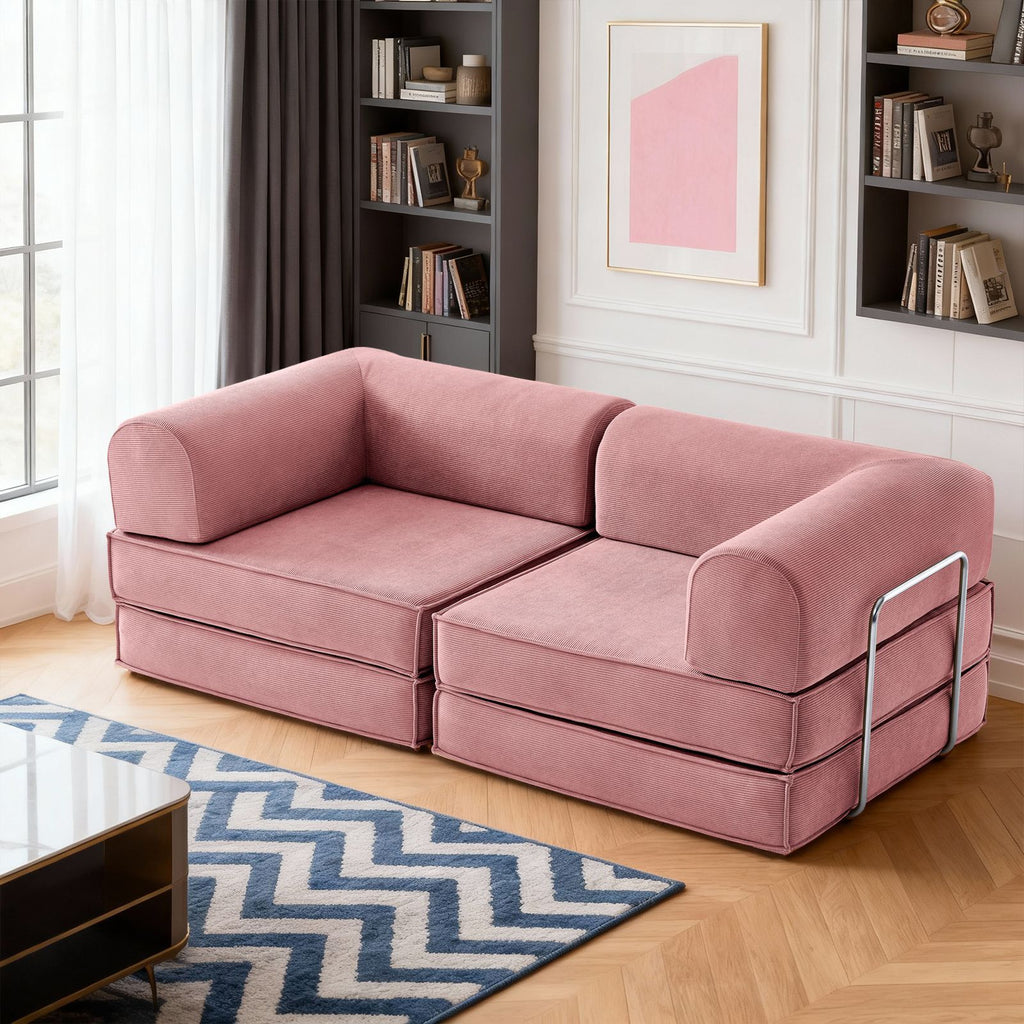 Corduroy Pull-Out Sofa Bed for Apartments