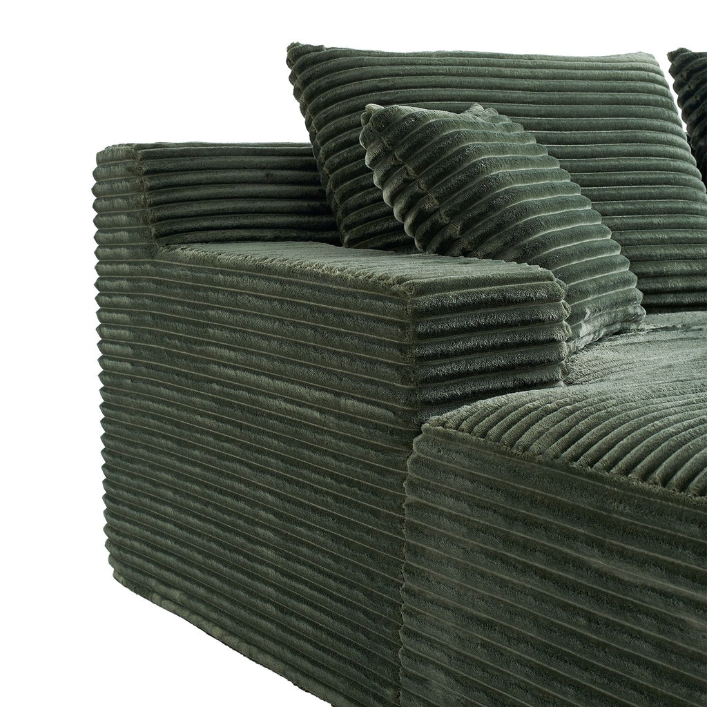 Corduroy 2-Seater Chaise Lounge Sofa