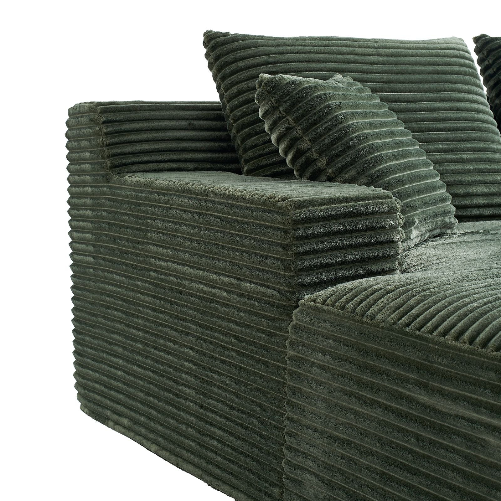 Corduroy 2-Seater Chaise Lounge Sofa