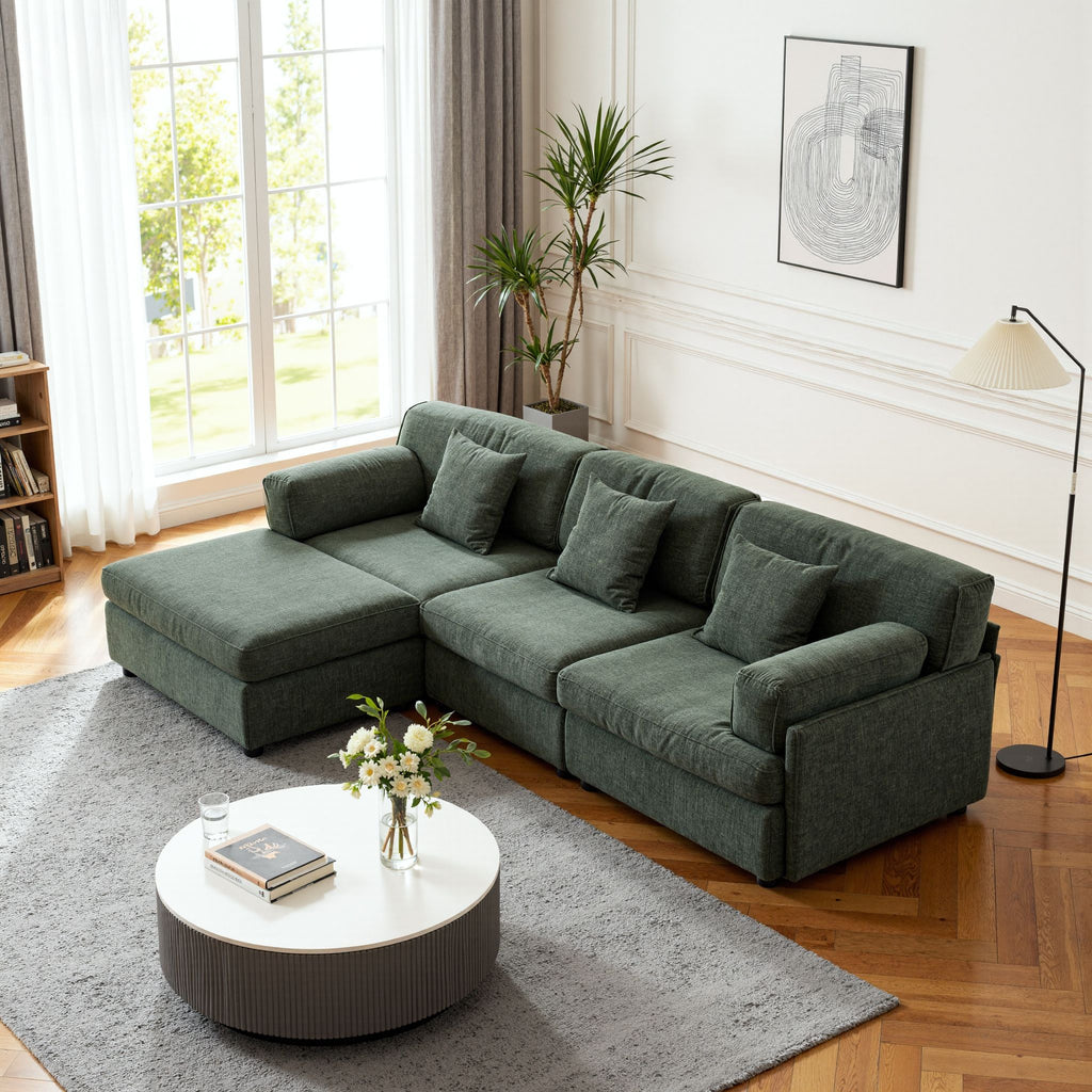 4-Piece Modular Sectional Sofa with Storage Ottoman