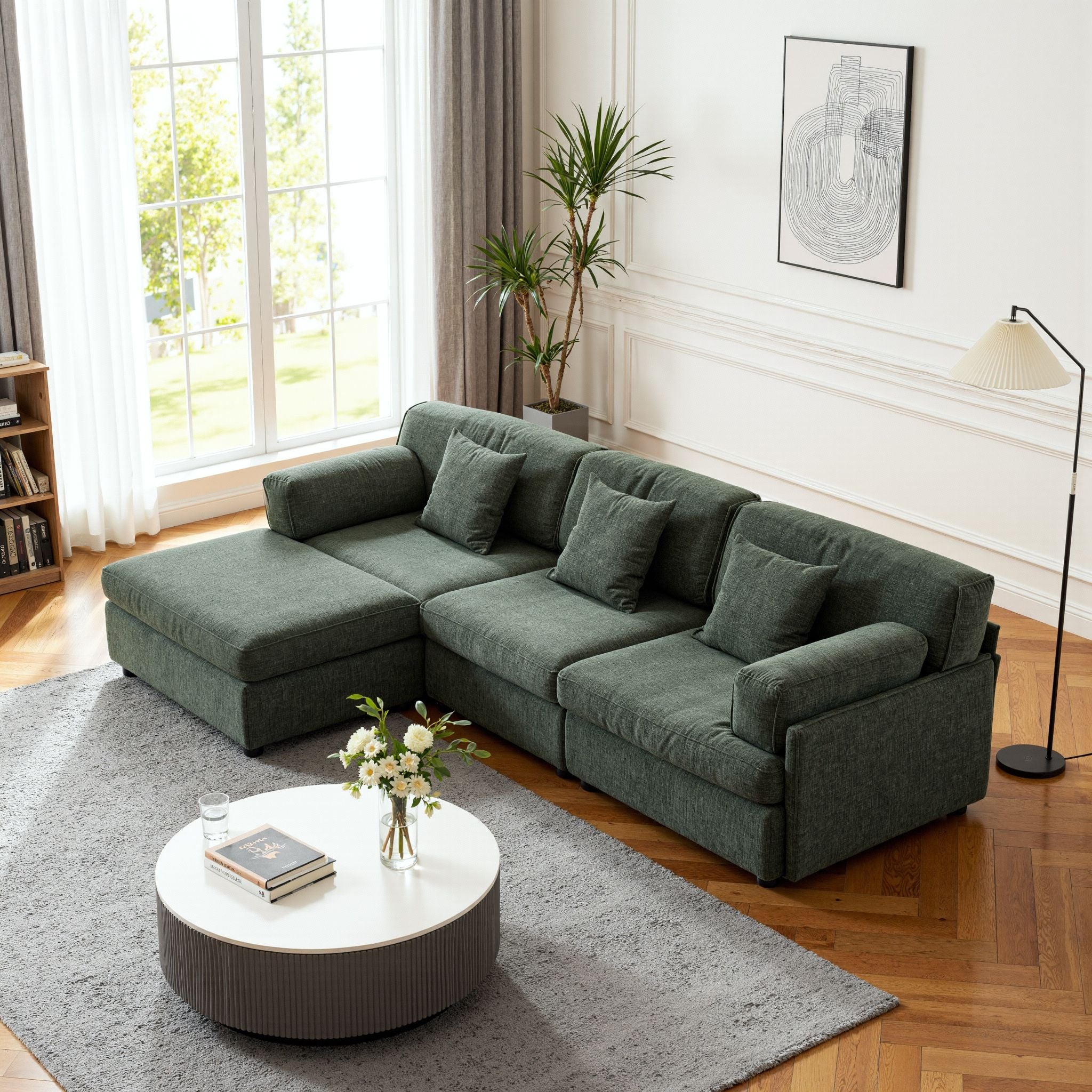 4-Piece Modular Sectional Sofa with Storage Ottoman