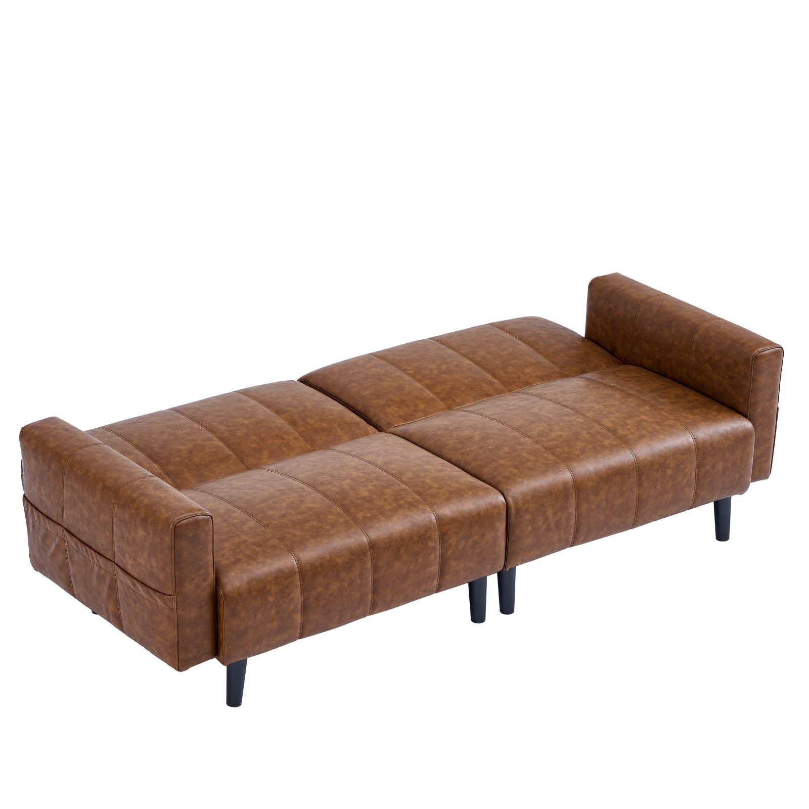 Faux Leather 3-in-1 Sofa Bed with Adjustable Backrest