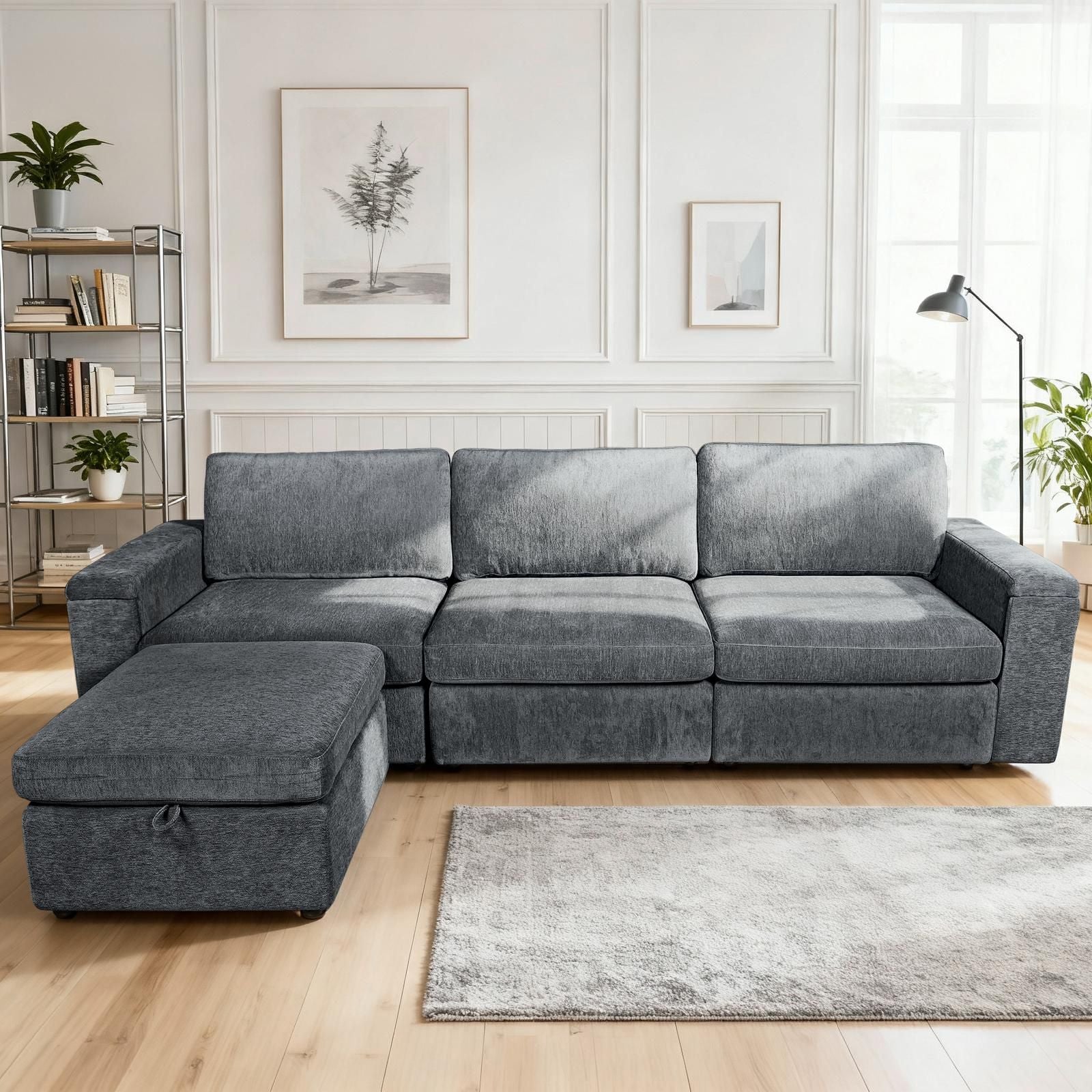 4-Piece Modular Storage Sectional Sofa