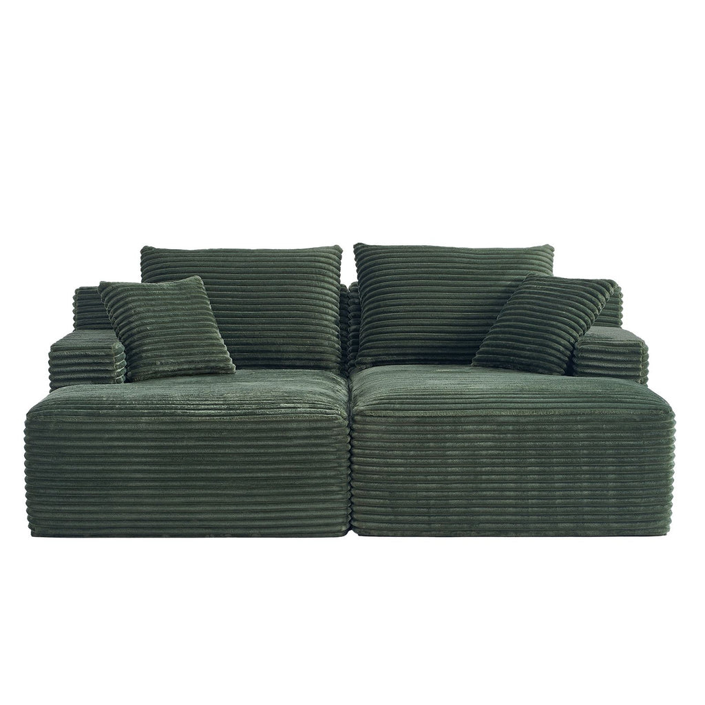 Corduroy 2-Seater Chaise Lounge Sofa