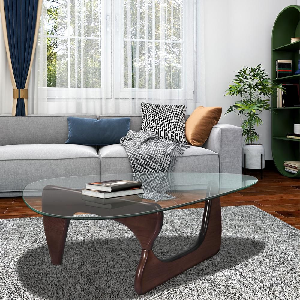 Tempered Glass and Solid Wood Coffee Table