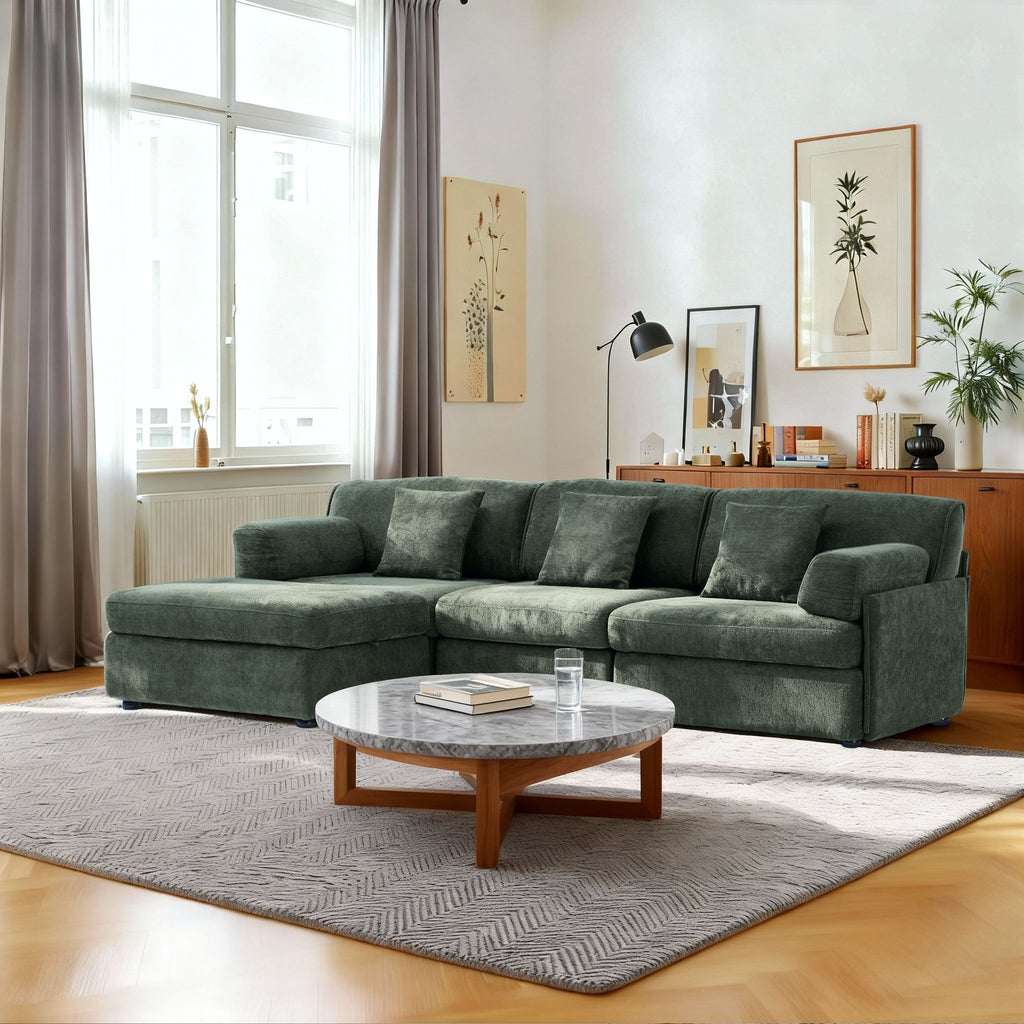 4-Piece Modular Sectional Sofa with Storage Ottoman