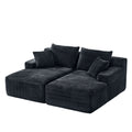 Corduroy 2-Seater Chaise Lounge Sofa - Black