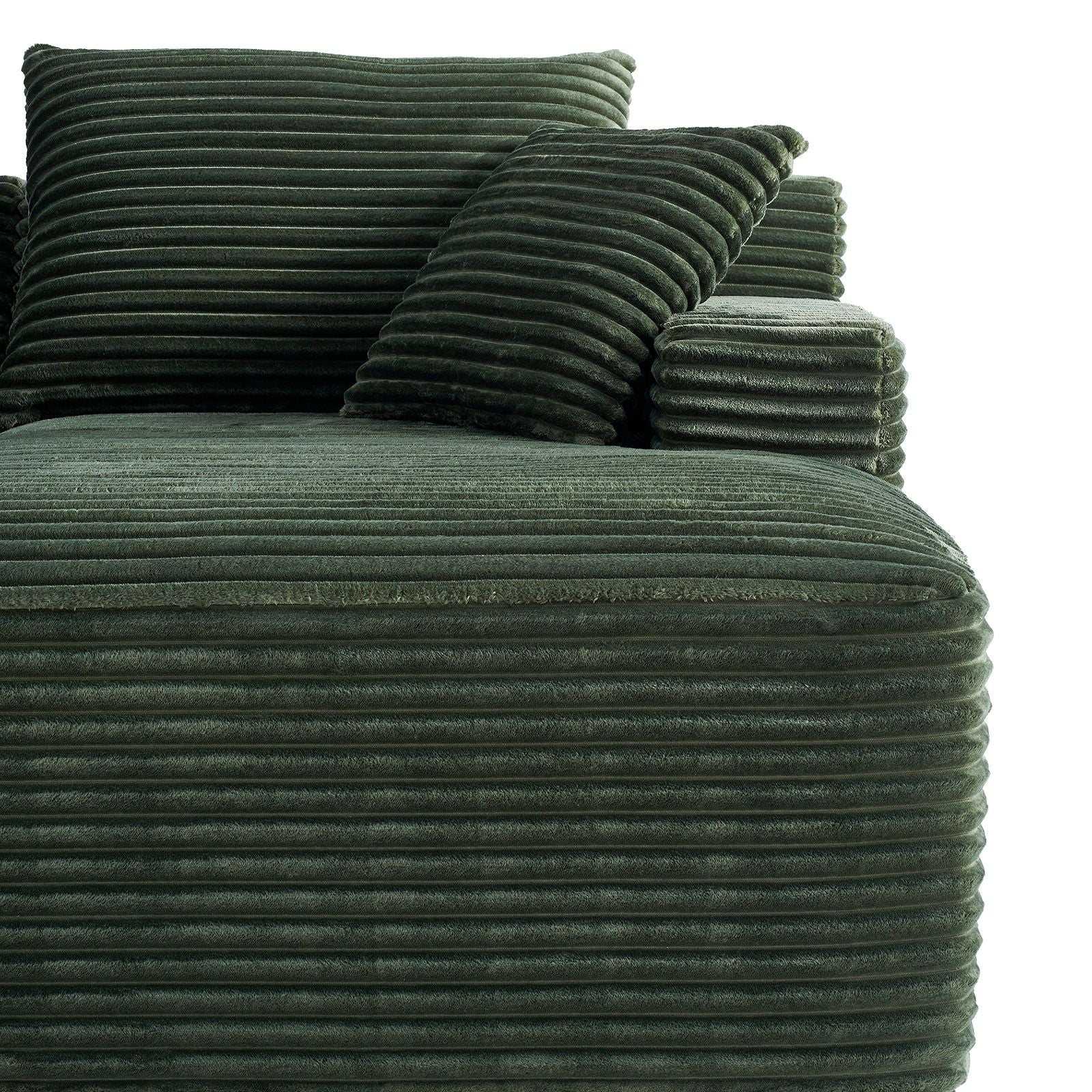 Corduroy 2-Seater Chaise Lounge Sofa