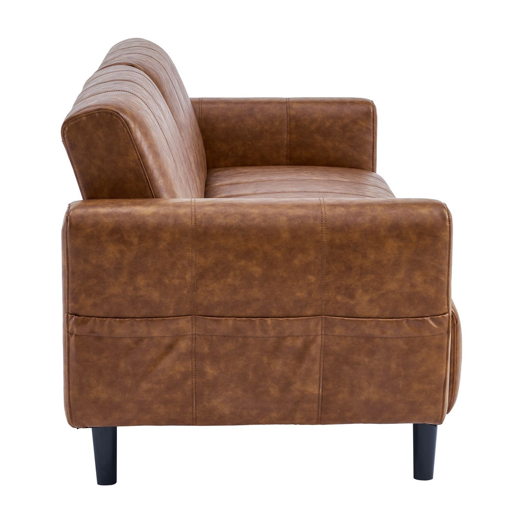 Faux Leather 3-in-1 Sofa Bed with Adjustable Backrest