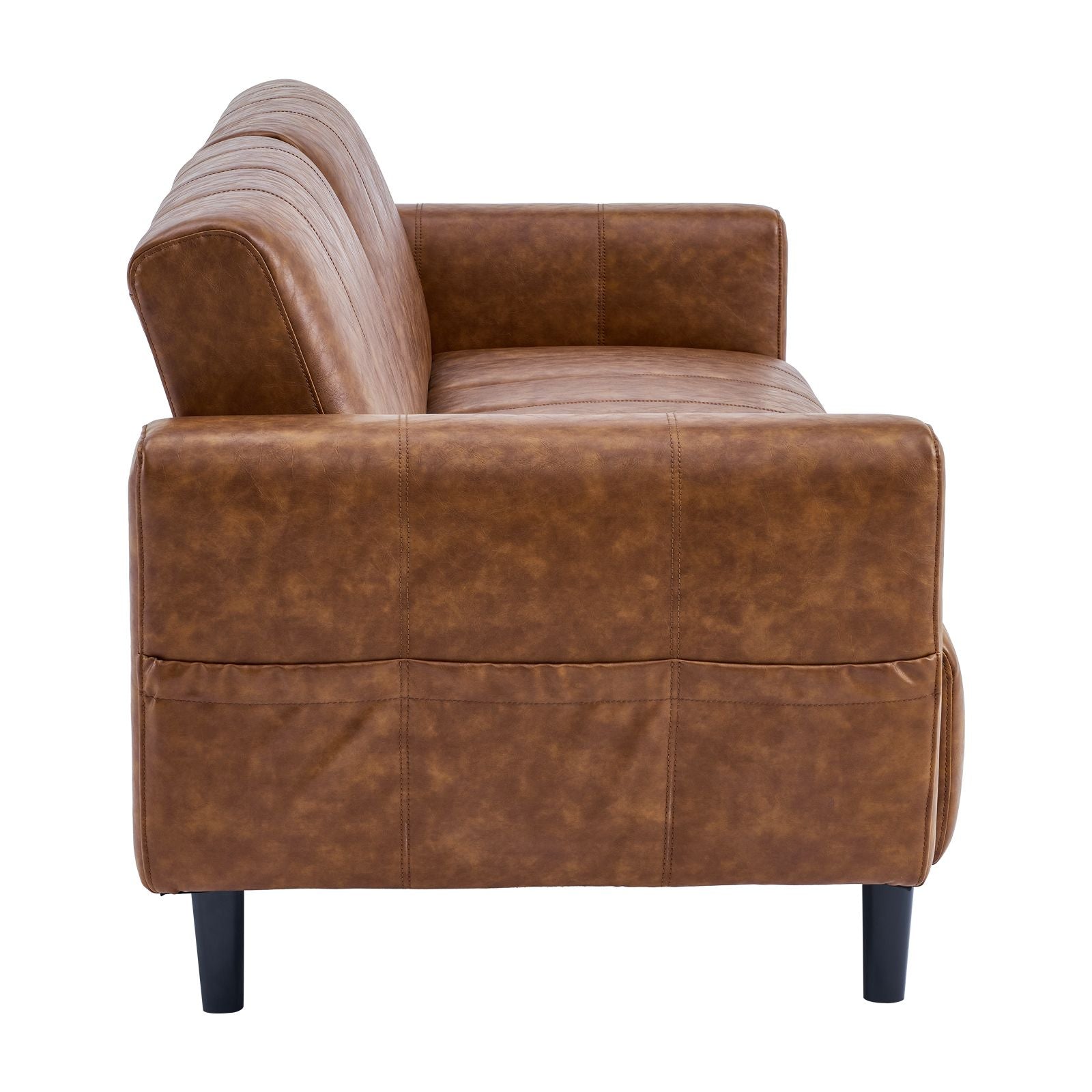 Faux Leather 3-in-1 Sofa Bed with Adjustable Backrest