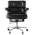 Genuine Leather Swivel Office Chair - Black