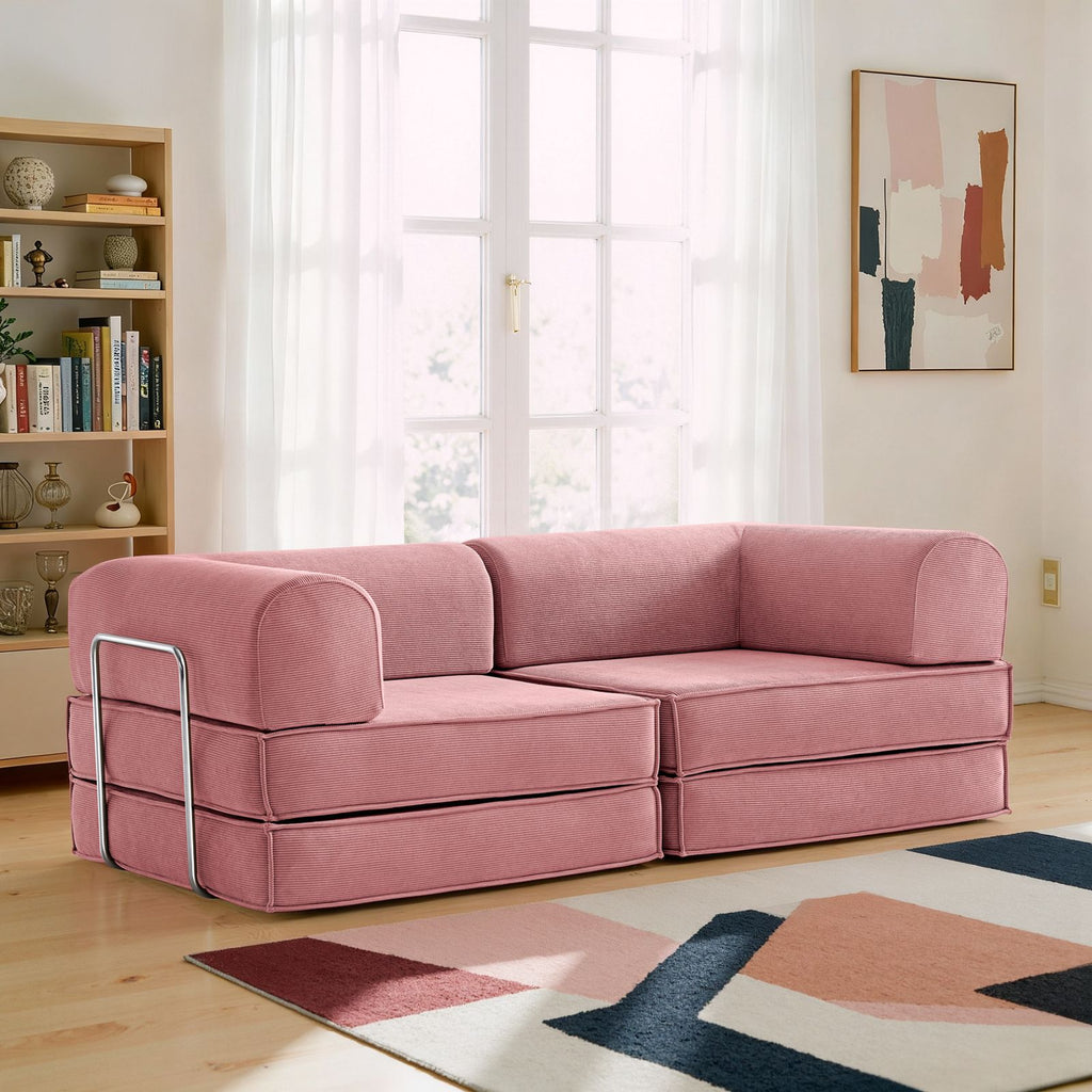 Corduroy Pull-Out Sofa Bed for Apartments