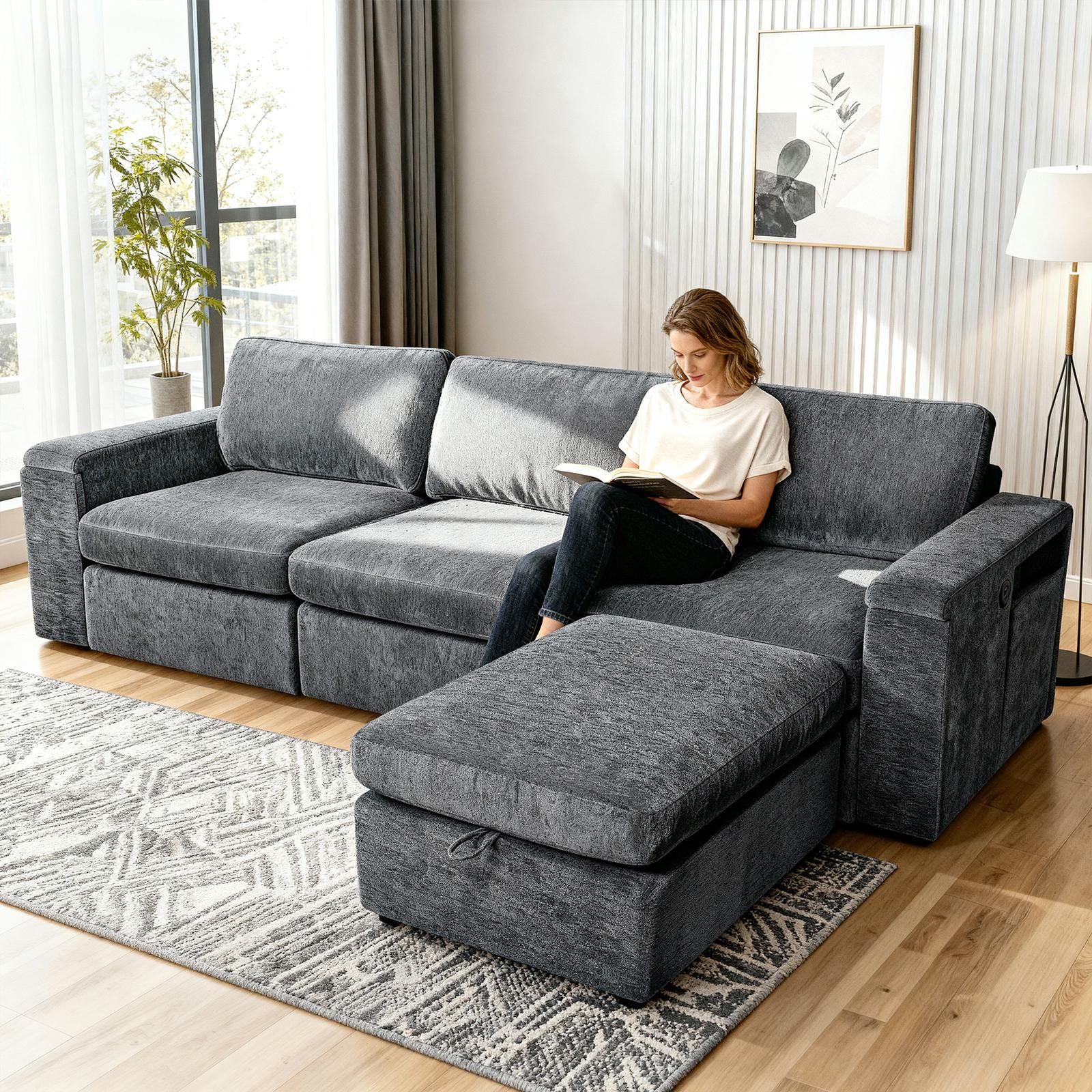4-Piece Modular Storage Sectional Sofa