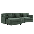 4-Piece Modular Sectional Sofa with Storage Ottoman - Green