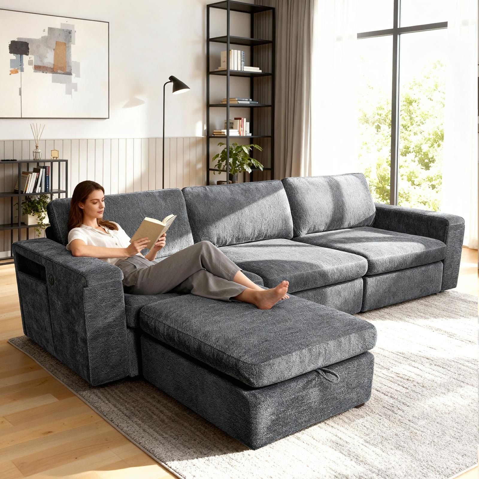 4-Piece Modular Storage Sectional Sofa