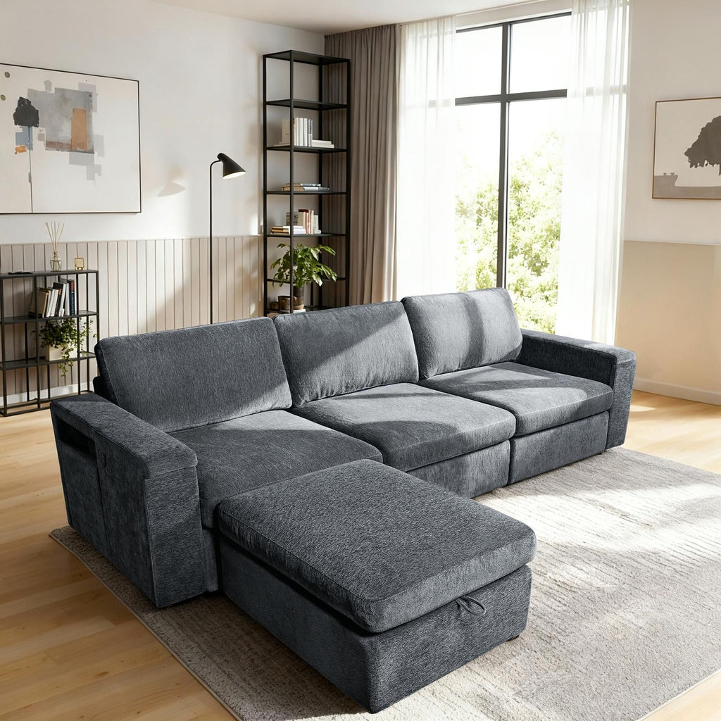 4-Piece Modular Storage Sectional Sofa