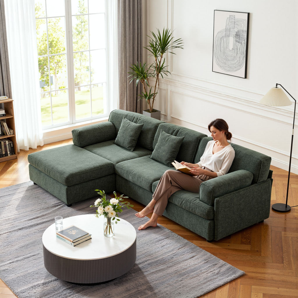 4-Piece Modular Sectional Sofa with Storage Ottoman