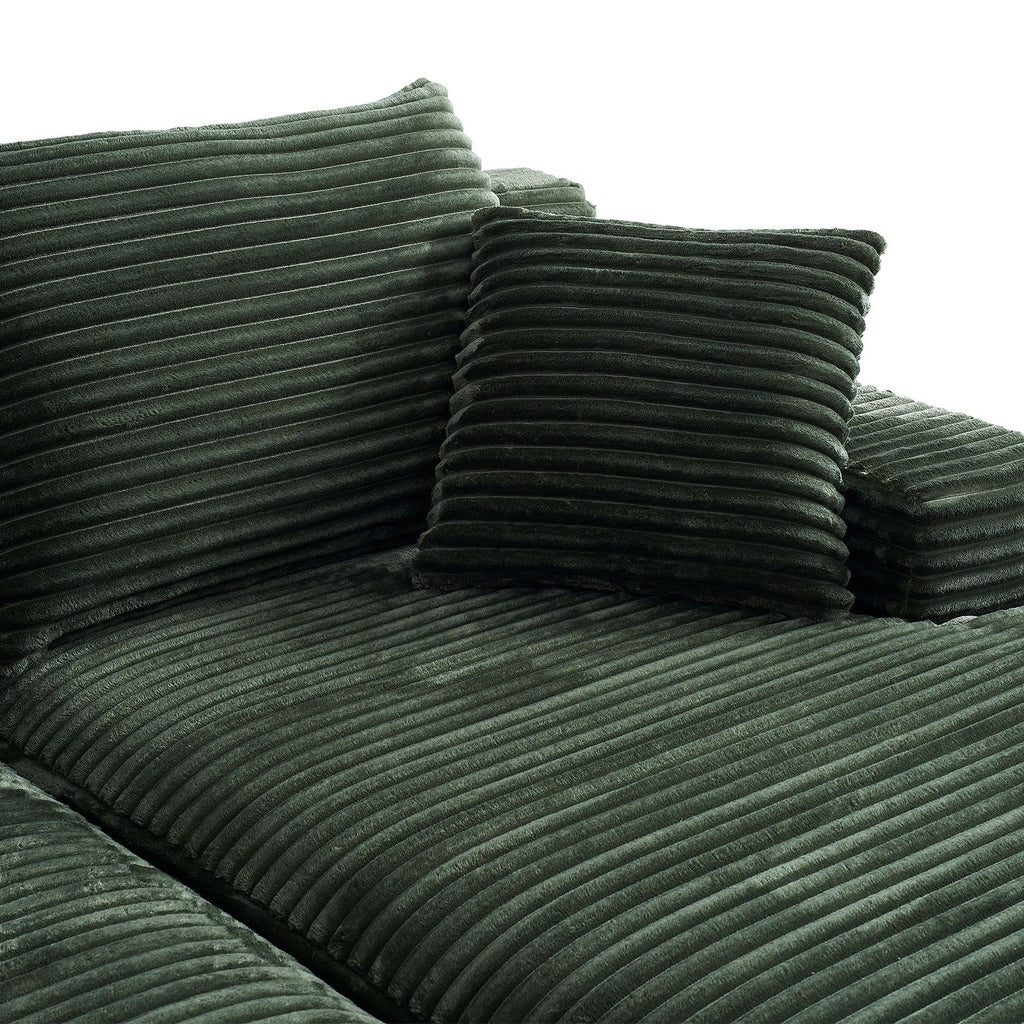 Corduroy 2-Seater Chaise Lounge Sofa