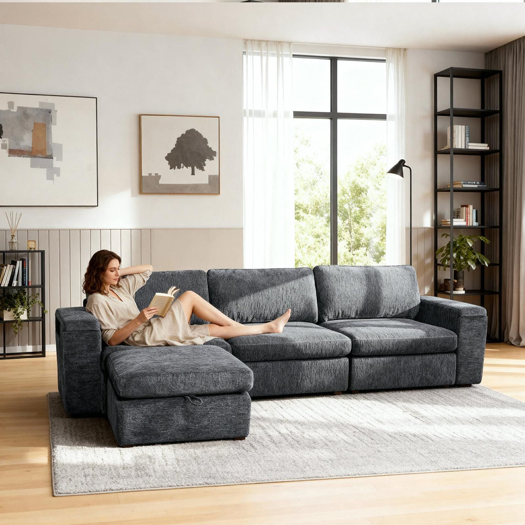 4-Piece Modular Storage Sectional Sofa