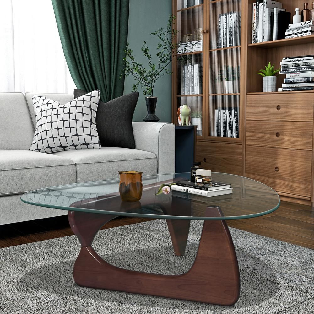 Tempered Glass and Solid Wood Coffee Table