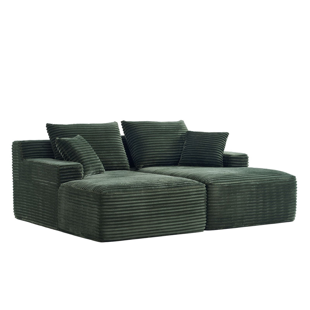 Corduroy 2-Seater Chaise Lounge Sofa